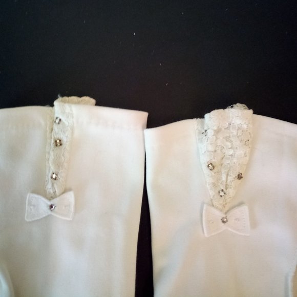 Vintage Bridal Gloves With Lace Gusset At Wrist - Picture 3 of 3